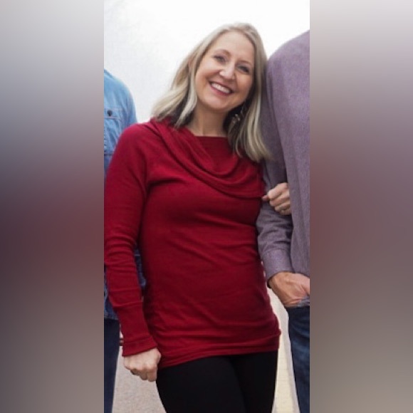 Red Cowl Neck Sweater - Picture 2 of 3